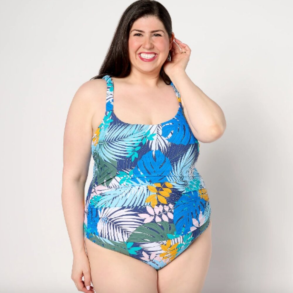 Jantzen Jolie One-Piece , Blue Palm Sz 20W a642649
